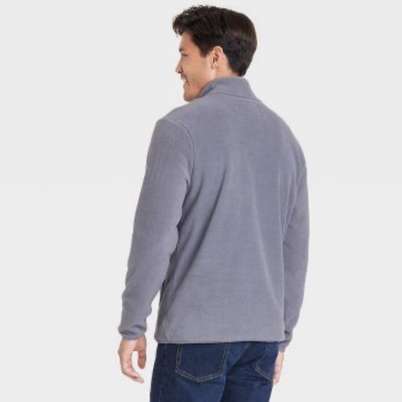 Men's Polar Fleece High Neck 1/2 Zip Sweatshirt - Goodfellow & Co Gray Size M - Picture 2 of 9